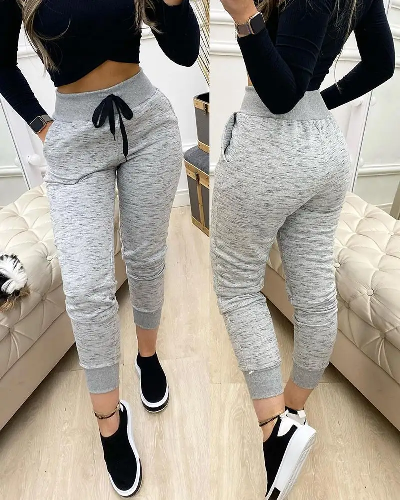 2022 Drawstring Elastic Women Pencil Pants Spring Summer Women 'S Clothing New Gray Trousers High Waist Casual Sports
2022 Drawstring Elastic Women Pencil Pants Spring Summer Women 'S Clothing New Gray Trousers High Waist Casual Sports