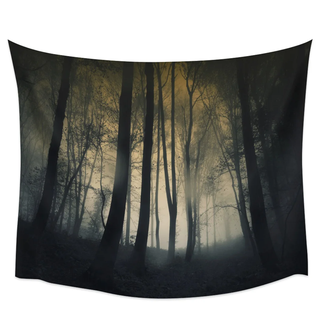 

Dark Forest Jungle Woods Horror Black Tapestry Background Wall Covering Home Decoration Blanket Bedroom Wall Hanging Tapestries