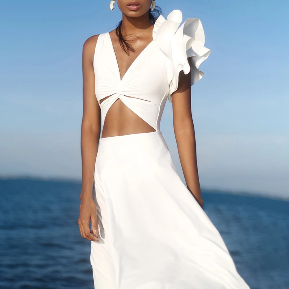 Solid Color Ruffle Cut Fashion Beach Dress
Solid Color Ruffle Cut Fashion Beach Dress