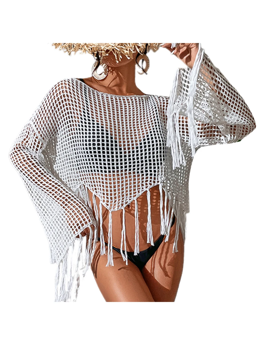 Women Hollow Out Crochet Knit Crop Top Long Sleeve Color Block Shirt Y2k Mesh Cover Up Sweater Top Loose Fit Summer Beach Wear
Women Hollow Out Crochet Knit Crop Top Long Sleeve Color Block Shirt Y2k Mesh Cover Up Sweater Top Loose Fit Summer Beach Wear