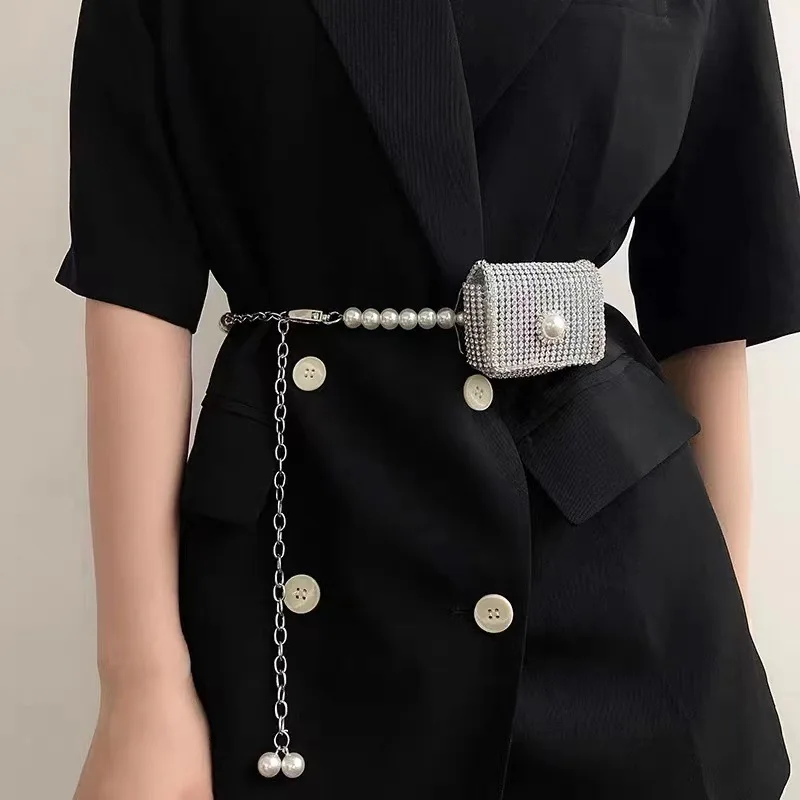 New Pearl Waist Belt with Rhinestone Small Bag Decorative Skirt Waist Chain Adjustable Chain Belt
New Pearl Waist Belt with Rhinestone Small Bag Decorative Skirt Waist Chain Adjustable Chain Belt