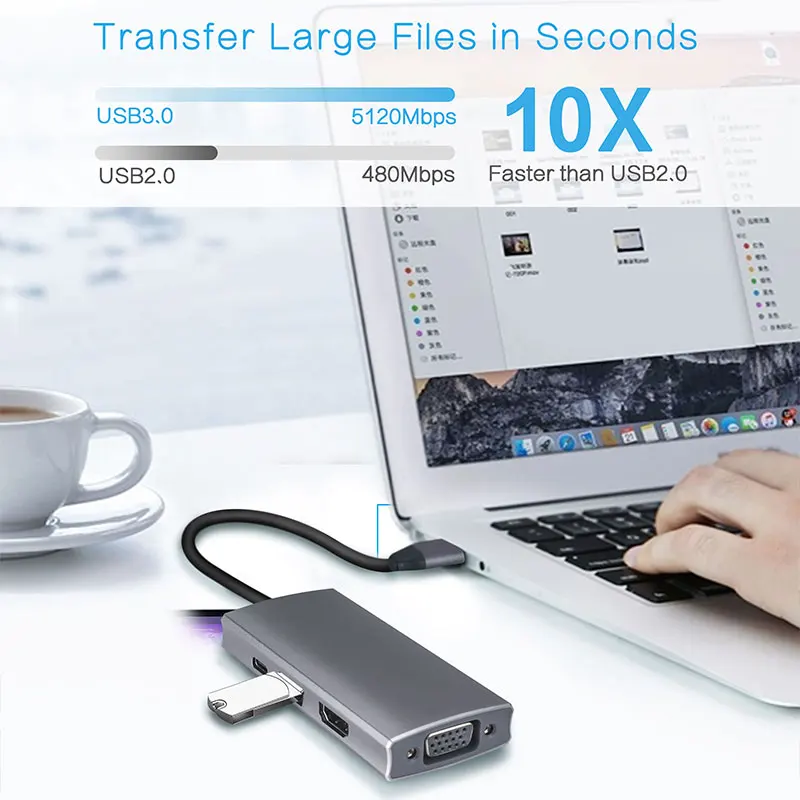 4 In1 Type C Docking To HDMI VGA Ethernet Adapter USB PD USB 3.0 Interface Support HD 1080p/4K Hub For Macbook Pro/Air M1
4 In1 Type C Docking To HDMI VGA Ethernet Adapter USB PD USB 3.0 Interface Support HD 1080p/4K Hub For Macbook Pro/Air M1