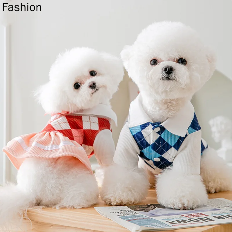 Spring Summer Dog Clothes College Style Couple Pet Clothes Small Dog Cat Clothing Grid Bowknot Dressed
Spring Summer Dog Clothes College Style Couple Pet Clothes Small Dog Cat Clothing Grid Bowknot Dressed