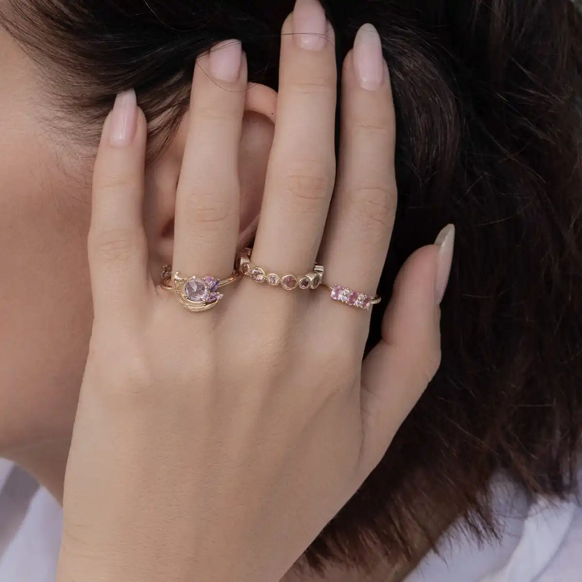 Gorgeous S925 Sterling Silver Trio Ring Set with Pink Sapphire for Wedding & Engagement – Plum Sapphire and Twinkle Design
Gorgeous S925 Sterling Silver Trio Ring Set with Pink Sapphire for Wedding & Engagement – Plum Sapphire and Twinkle Design