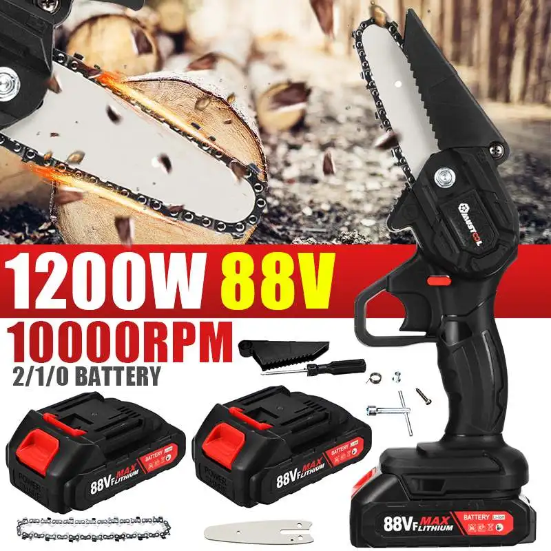 88VF 1200W 4 Inch Mini Electric Chain Saw With Battery Woodworking Pruning Garden Tool Rechargeable Wood Cutter for Makita 18V
88VF 1200W 4 Inch Mini Electric Chain Saw With Battery Woodworking Pruning Garden Tool Rechargeable Wood Cutter for Makita 18V
