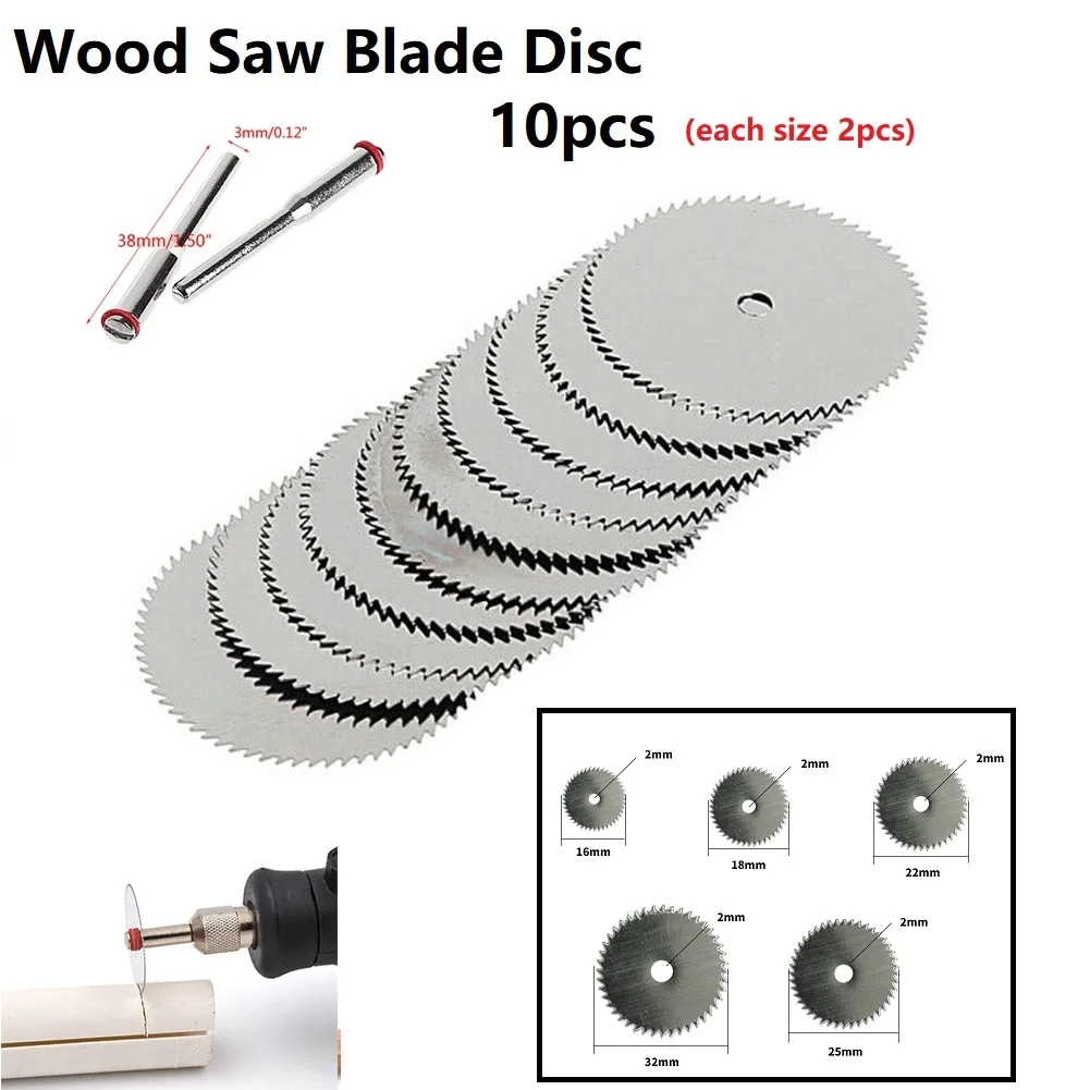 12PCS Mini Wood Circular Saw Blade Carbon Steel Cutting Disc With Mandrels For Wood Plastic Dremel Rotary Tool 16/18/22/25/32mm
12PCS Mini Wood Circular Saw Blade Carbon Steel Cutting Disc With Mandrels For Wood Plastic Dremel Rotary Tool 16/18/22/25/32mm