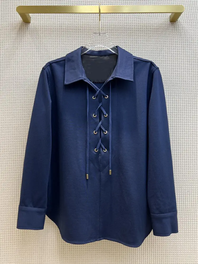 Women Fashion Blouse V Neck Turn Down Collar Strapy Lace up Blue Oversize Shirts Casual Spring Daily Clothes
Women Fashion Blouse V Neck Turn Down Collar Strapy Lace up Blue Oversize Shirts Casual Spring Daily Clothes