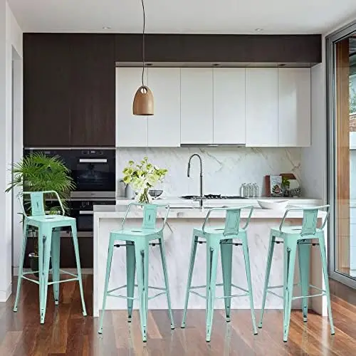 Metal Bar Stools Set of 4 Industrial Counter Height Stools Kitchen Bar Chairs Indoor Outdoor Counter Stool-Low Back, Distressed
Metal Bar Stools Set of 4 Industrial Counter Height Stools Kitchen Bar Chairs Indoor Outdoor Counter Stool-Low Back, Distressed