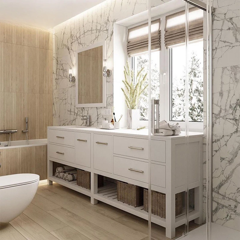Floor standing rock panel bathroom cabinet, modern light luxury washbasin combination, simple bathroom, solid wood wash basin
Floor standing rock panel bathroom cabinet, modern light luxury washbasin combination, simple bathroom, solid wood wash basin