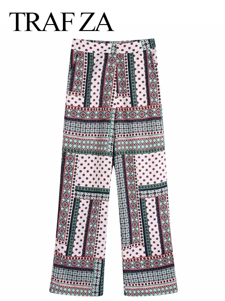 TRAF ZA Vintage Women's Trousers Print Contrasting Colors Asymmetrical Casual Versatile Office Temperament Ladies Chic Pants
TRAF ZA Vintage Women's Trousers Print Contrasting Colors Asymmetrical Casual Versatile Office Temperament Ladies Chic Pants