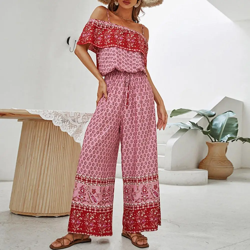 Casual Women Jumpsuit Sleeveless Off Shoulder Patchwork Retro Print Wide Leg Summer Jumpsuit for Party Frilly Jumpsuit 2022
Casual Women Jumpsuit Sleeveless Off Shoulder Patchwork Retro Print Wide Leg Summer Jumpsuit for Party Frilly Jumpsuit 2022