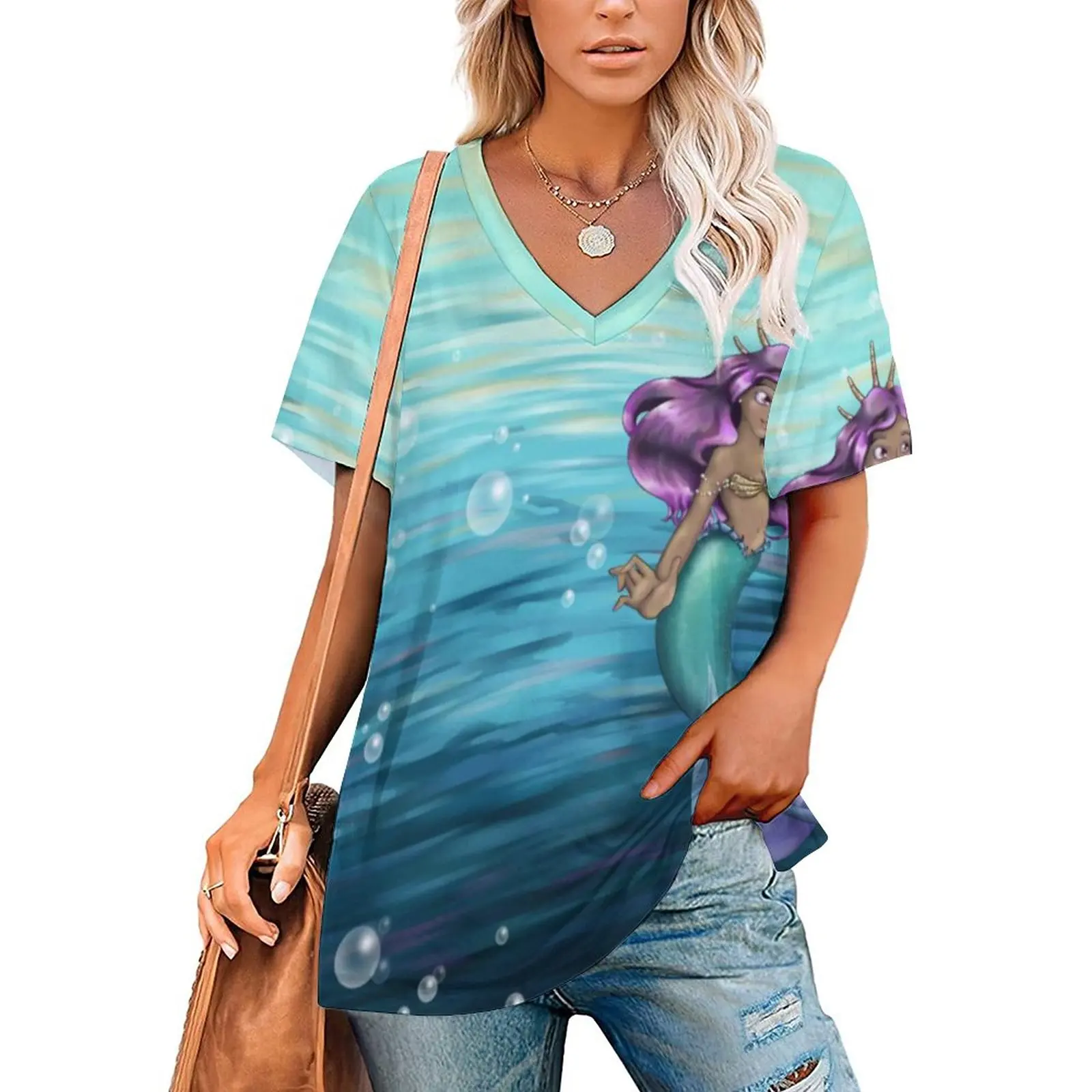 Cartoon Mermaid Lole T-Shirt Beach Ocean Harajuku V Neck T Shirts Short Sleeve Street Style Tee Shirt Summer Print Tees 4XL 5XL
Cartoon Mermaid Lole T-Shirt Beach Ocean Harajuku V Neck T Shirts Short Sleeve Street Style Tee Shirt Summer Print Tees 4XL 5XL