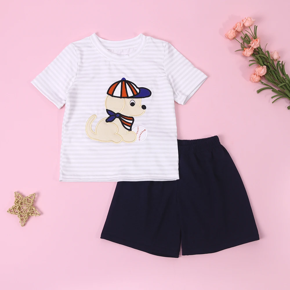 1-8T Summer Boy Pants Sets White Top Black Solid Shorts 2pcs Suits Half Sleeve Outfits Puppy With Hat Embroidery Wears Boutique
1-8T Summer Boy Pants Sets White Top Black Solid Shorts 2pcs Suits Half Sleeve Outfits Puppy With Hat Embroidery Wears Boutique