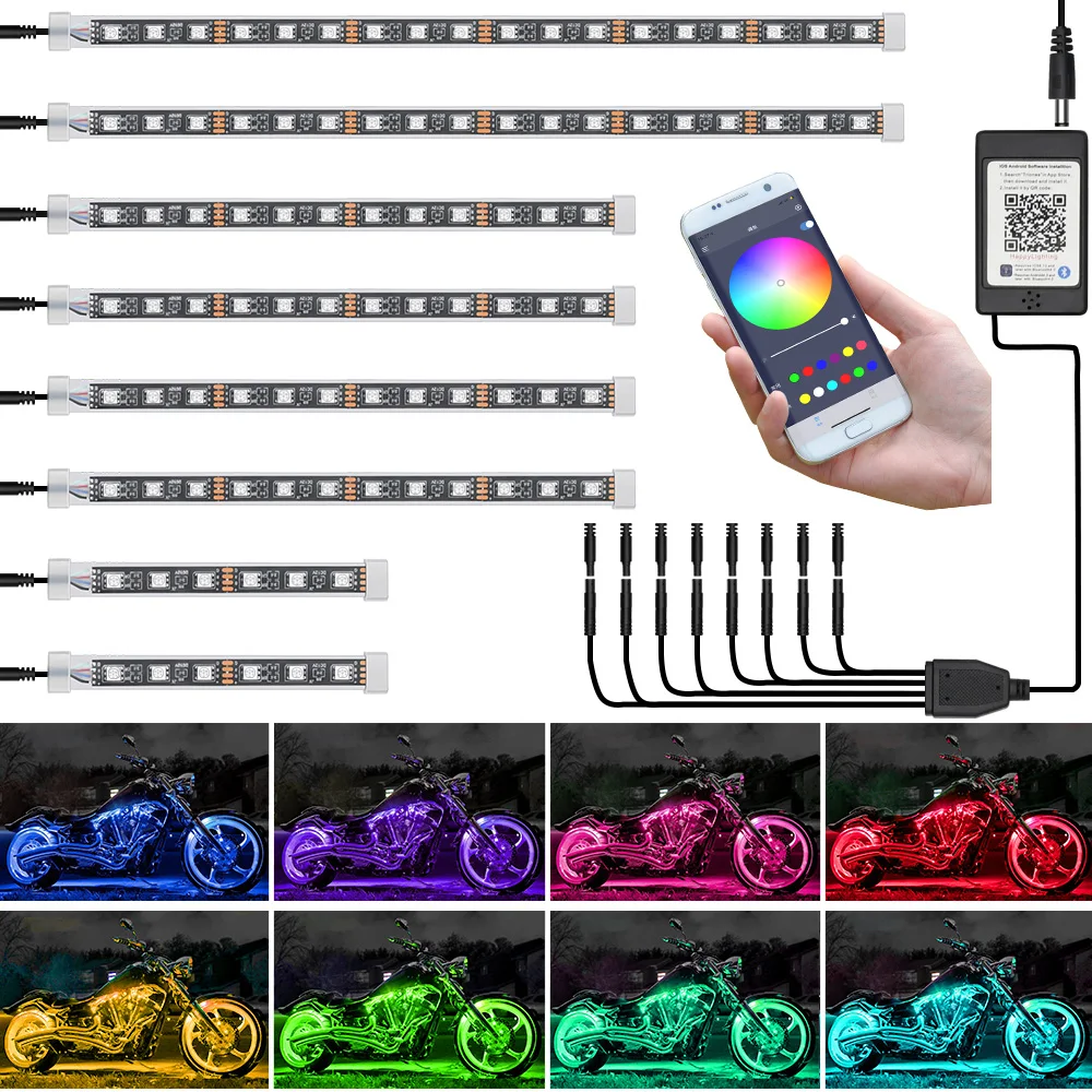 Waterproof RGB Moto Atmosphere Light 5050 Chip Light Beads LED Car Motorcycle Decorative Ambient Lamp APP Sound Control
Waterproof RGB Moto Atmosphere Light 5050 Chip Light Beads LED Car Motorcycle Decorative Ambient Lamp APP Sound Control