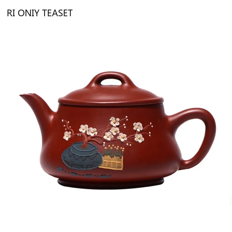 190ml Chinese Yixing Handmade Purple Clay Teapot Mud-painted Plum Blossom Tea Pot Raw Ore Dahongpao Teaware Kettle Zisha Tea Set
190ml Chinese Yixing Handmade Purple Clay Teapot Mud-painted Plum Blossom Tea Pot Raw Ore Dahongpao Teaware Kettle Zisha Tea Set
