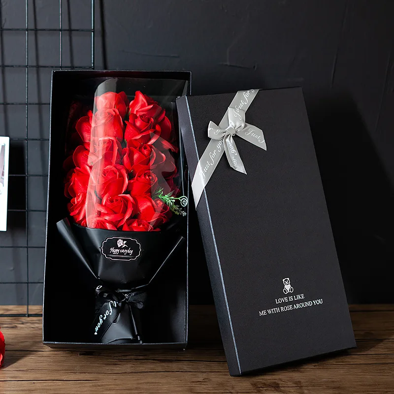

Подарочная коробка на День святого Валентина, букет из 18 роз, Свадебное предложение, признание, сюжет для матери, подарок, мыло, цветок, неувя...