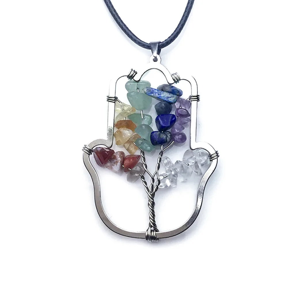 YIZIZAI Tibetan Buddhist Tree of Life Pendant Necklace Natural Chakra Stones Wire Winding Hand-Palm Necklaces Women Men Jewellry
YIZIZAI Tibetan Buddhist Tree of Life Pendant Necklace Natural Chakra Stones Wire Winding Hand-Palm Necklaces Women Men Jewellry