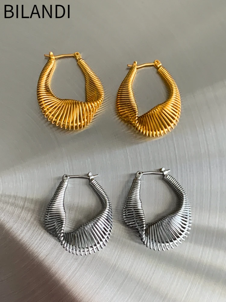 Bilandi Trendy Jewelry High Quality Brass Metal Geometric Texture Gold Color Hoop Earrings For Women Girl Party Wedding Gift
Bilandi Trendy Jewelry High Quality Brass Metal Geometric Texture Gold Color Hoop Earrings For Women Girl Party Wedding Gift