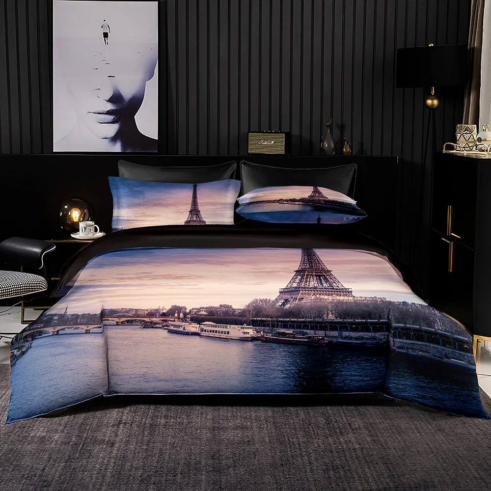French Style Bedding Set Popular Soft Duvet Cover Charming Eiffel Tower Print with Pillowcase for Queen King Size Home Textiles
French Style Bedding Set Popular Soft Duvet Cover Charming Eiffel Tower Print with Pillowcase for Queen King Size Home Textiles