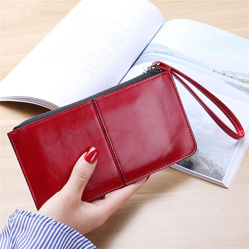 Women's Vintage Oil Wax Leather Zipper Clutch Wallet Female Large Capacity Coin Purse Ladies Wristband Simple Card Holder Wallet
Women's Vintage Oil Wax Leather Zipper Clutch Wallet Female Large Capacity Coin Purse Ladies Wristband Simple Card Holder Wallet