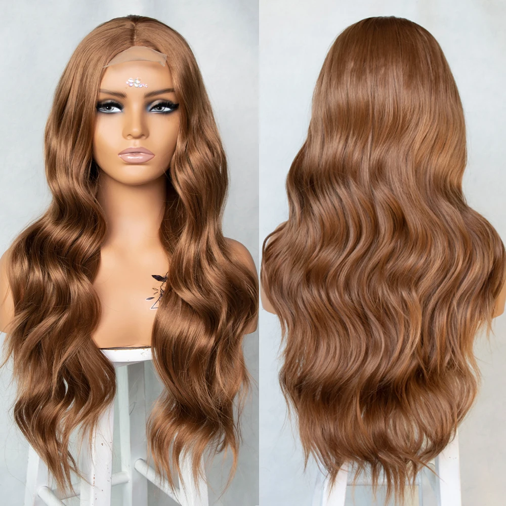 Brown Wavy Synthetic Lace Wigs Wave Wigs with Baby Hair Long Brown Wave Wig Heat Resistant for Black Womem Daily Wave Wig
Brown Wavy Synthetic Lace Wigs Wave Wigs with Baby Hair Long Brown Wave Wig Heat Resistant for Black Womem Daily Wave Wig