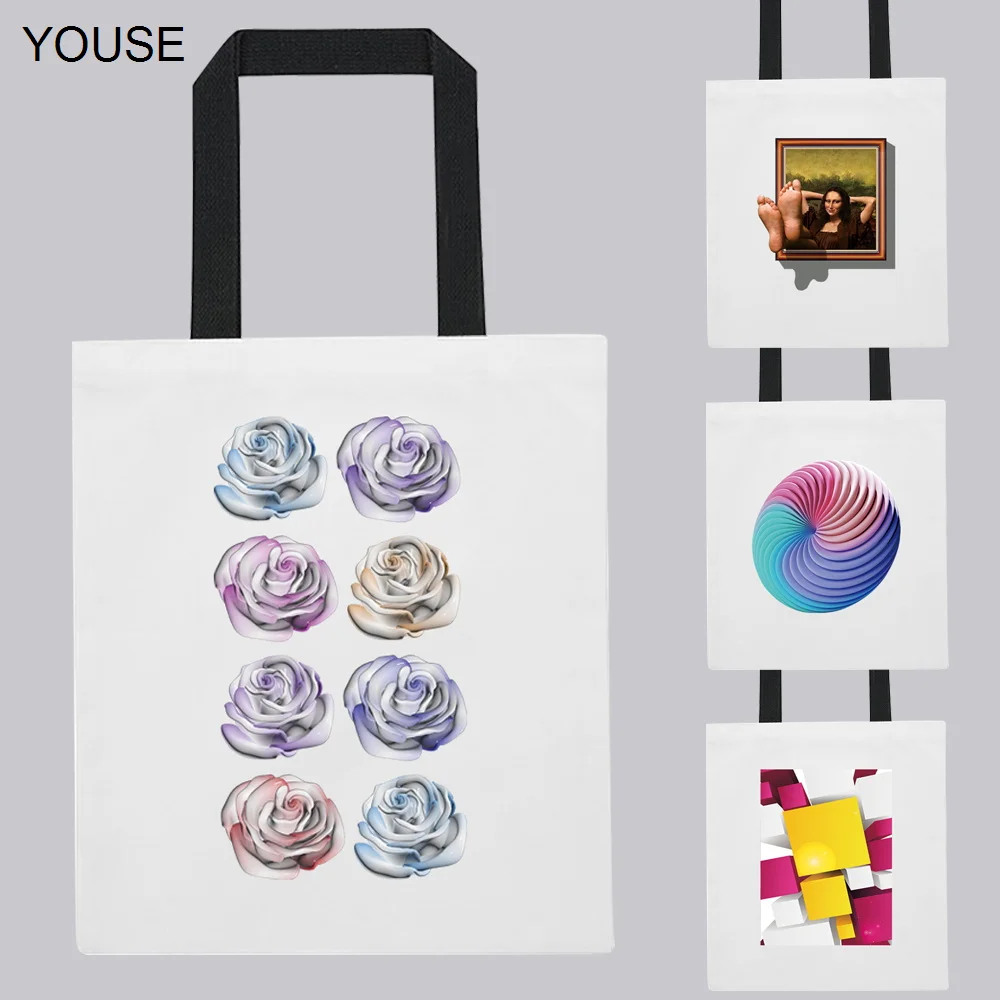 YOUSE Woman Shopping Bag Harajuku Funny 3D Series Eco-friendly Shopping Shoulder Bag White Printed Handbag Canvas Tote Bag
YOUSE Woman Shopping Bag Harajuku Funny 3D Series Eco-friendly Shopping Shoulder Bag White Printed Handbag Canvas Tote Bag