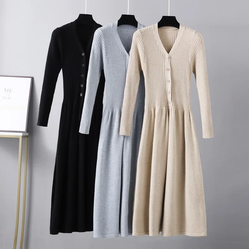 HLBCBG New Autumn Winter Knit Long Dress Women Casual V-Neck Slim Bodycon robe Sweater Dresses Office Lady THICK MAIX Dress
HLBCBG New Autumn Winter Knit Long Dress Women Casual V-Neck Slim Bodycon robe Sweater Dresses Office Lady THICK MAIX Dress
