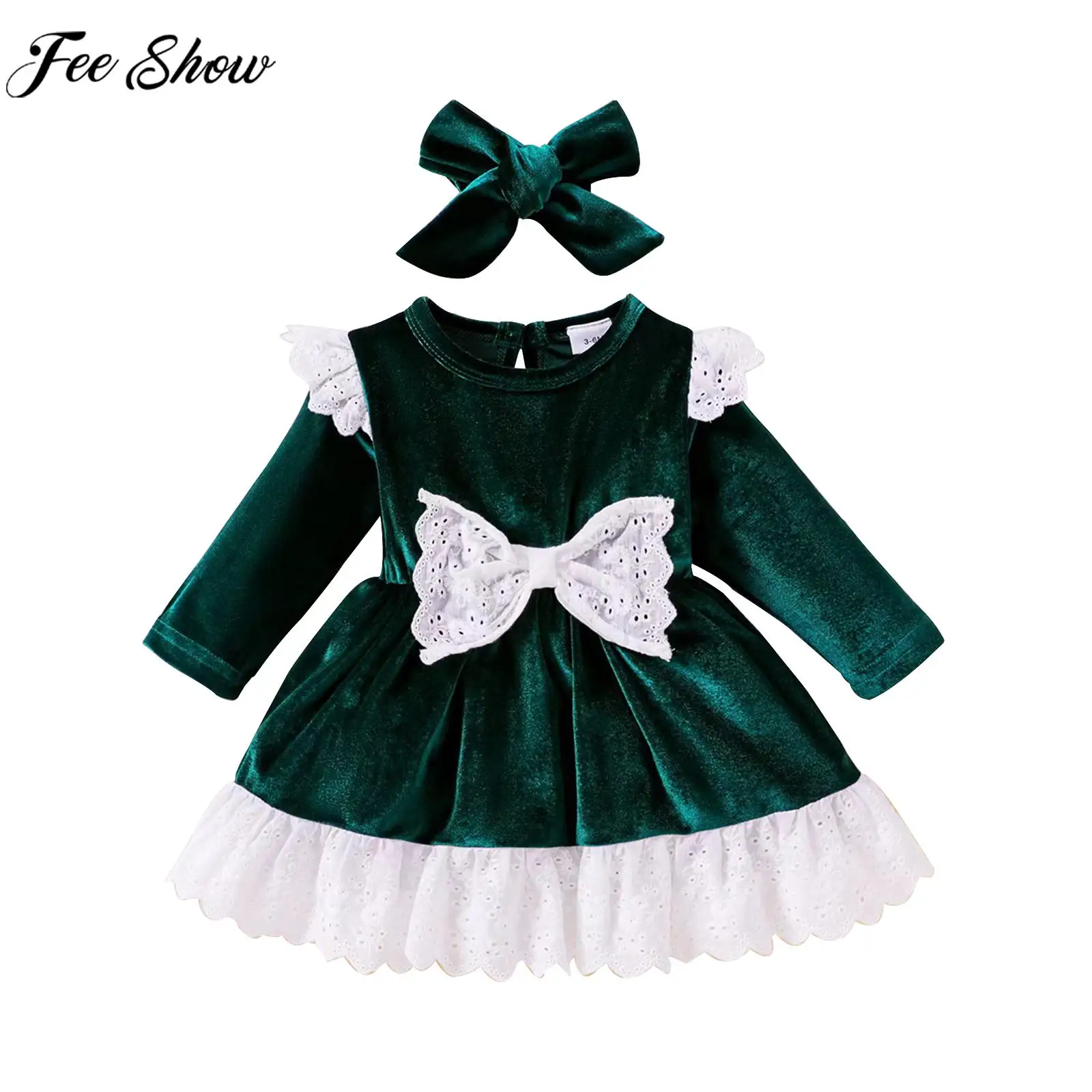 Baby Girls Velvet Christmas Baptism Party Dress Long Sleeve Ruffle Lace Cute Bowknot Casual Dresses with Headband Daily Wear
Baby Girls Velvet Christmas Baptism Party Dress Long Sleeve Ruffle Lace Cute Bowknot Casual Dresses with Headband Daily Wear