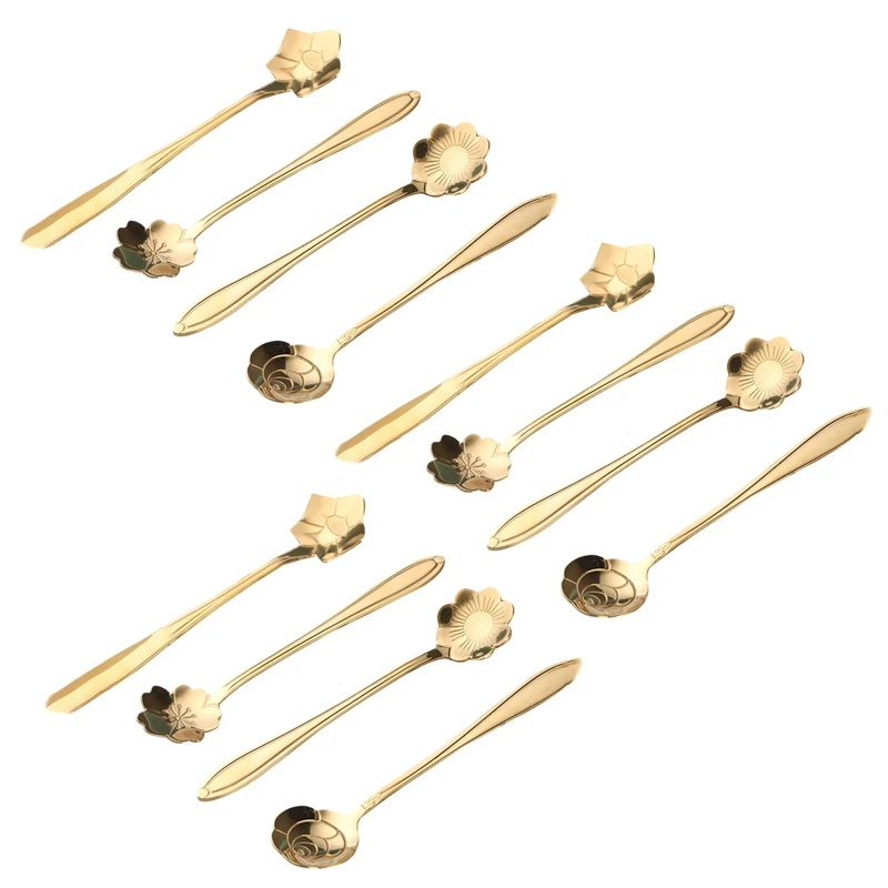 12Pcs Cute Stainless Steel Flower Teaspoon Dessert Coffee Spoon Golden Sakura Rose Spoon
12Pcs Cute Stainless Steel Flower Teaspoon Dessert Coffee Spoon Golden Sakura Rose Spoon