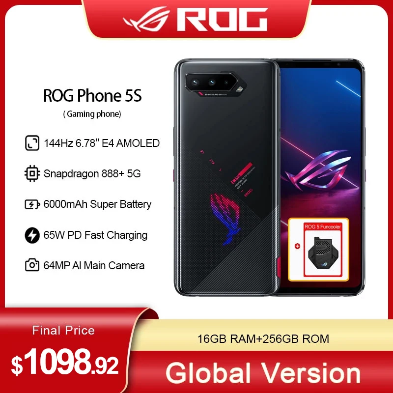 Global Version ASUS ROG 5S 16GB 256GB 5G Gaming Phone Snapdragon 888+ 144Hz 6.78" AMOLED 65W Fast Charge 6000mAh Smartphone NFC
Global Version ASUS ROG 5S 16GB 256GB 5G Gaming Phone Snapdragon 888+ 144Hz 6.78" AMOLED 65W Fast Charge 6000mAh Smartphone NFC