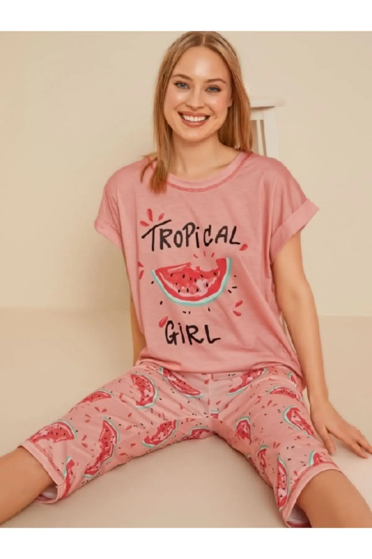 Women's Pajamas Capri Dough Combed Cotton Pink Watermelon Patterned New Season Sleep Lounge Nightwear Sleepwear
Women's Pajamas Capri Dough Combed Cotton Pink Watermelon Patterned New Season Sleep Lounge Nightwear Sleepwear