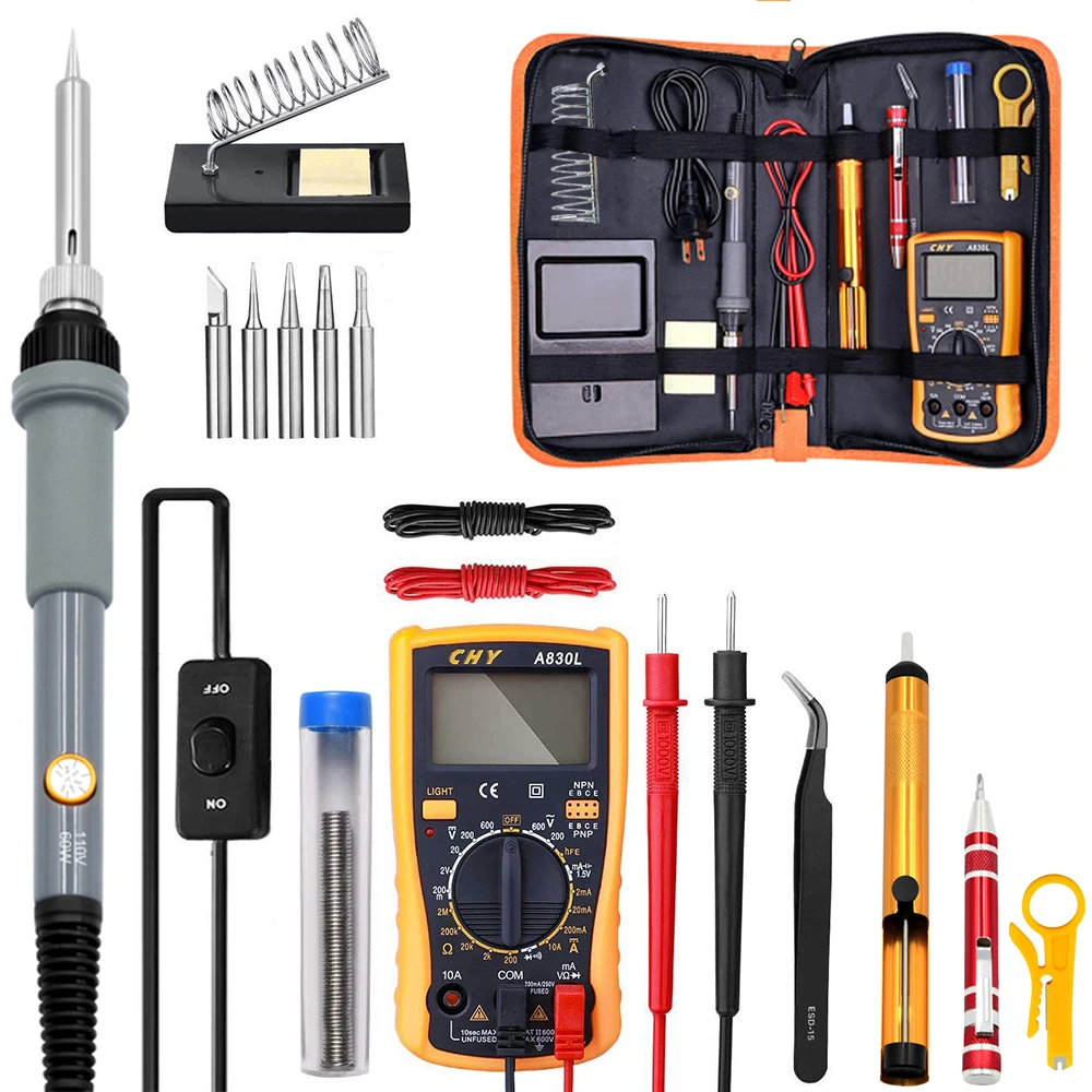 Adjustable Temperature Electric Soldering Iron kit 220V 110V 60W Welding Solder Rework Station Heat Pencil Repair Tools
Adjustable Temperature Electric Soldering Iron kit 220V 110V 60W Welding Solder Rework Station Heat Pencil Repair Tools