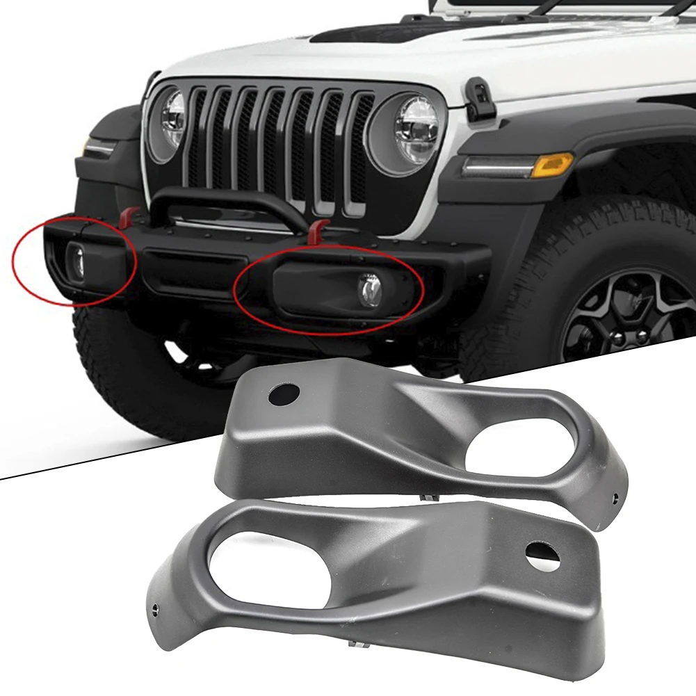 

1Pair Fog Lamp Bezel Trim Ring Cover LH & RH Front Bumper Fog Light Lamp Cover Fit For JEEP Wrangler JL 2018+ Car Accessories