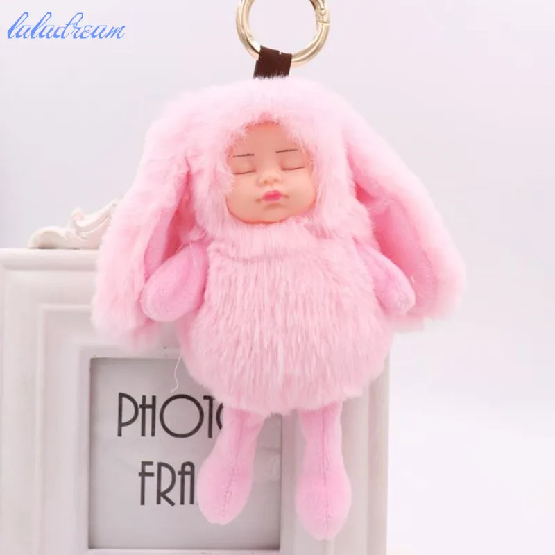 Big Size Sleeping Baby Doll Keychain Rabbit Ear Pompom Plush toy key chain Car decorate
Big Size Sleeping Baby Doll Keychain Rabbit Ear Pompom Plush toy key chain Car decorate
