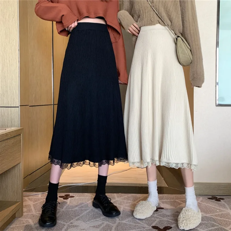 Black Knitted Skirt Women Mid-length Autumn and Winter Lace High Waist A-line Umbrella Skirt White Skirt
Black Knitted Skirt Women Mid-length Autumn and Winter Lace High Waist A-line Umbrella Skirt White Skirt
