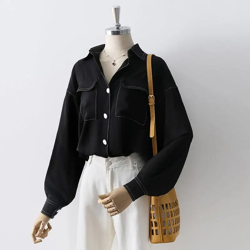 XEJ Korean Style Top 2023 Spring Autumn New Korean Tunic Edition Simple Black Shirt Women's Long Sleeve Loose Casual Shirt
XEJ Korean Style Top 2023 Spring Autumn New Korean Tunic Edition Simple Black Shirt Women's Long Sleeve Loose Casual Shirt