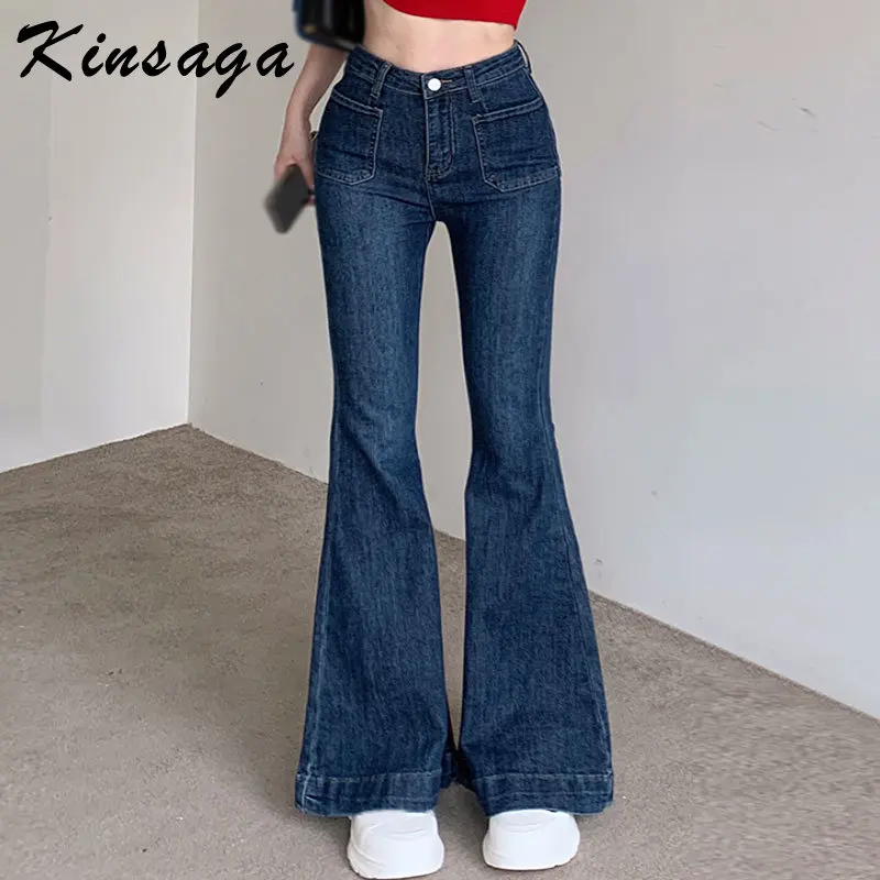 Vintage Dark Blue Flare Jeans Y2k Pockets Skinny Stretchy Jeans Streetwear Elastic Wide Leg Pants Women Denim Trousers Overalls
Vintage Dark Blue Flare Jeans Y2k Pockets Skinny Stretchy Jeans Streetwear Elastic Wide Leg Pants Women Denim Trousers Overalls