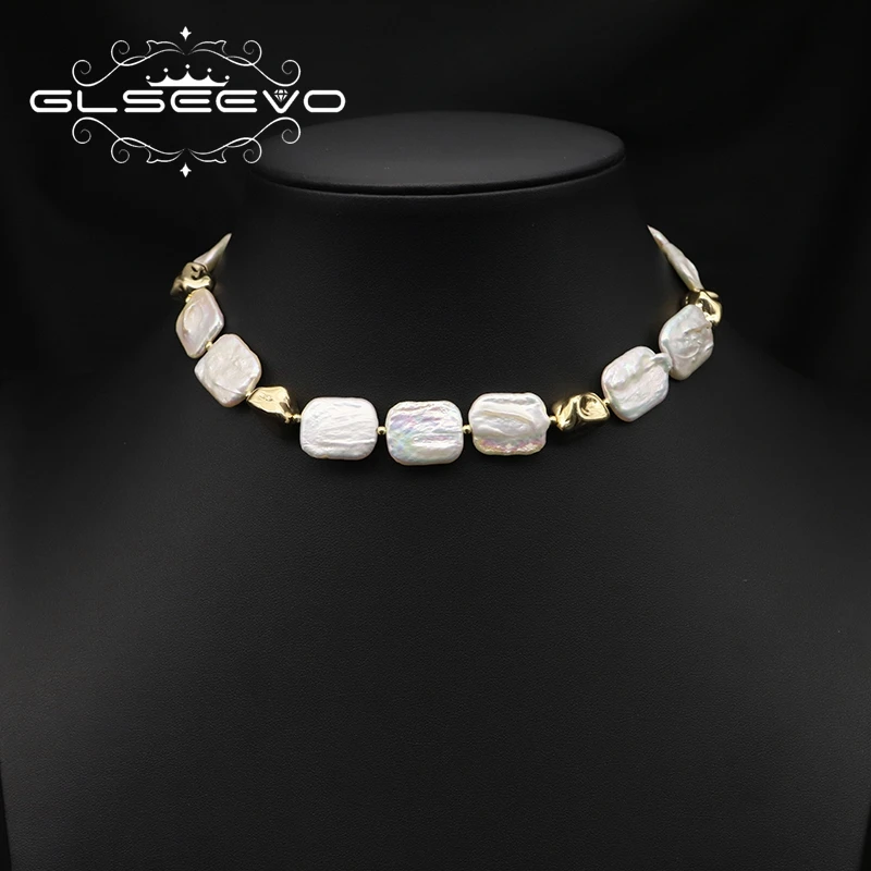 GLSEEVO White Rectangular Natural Freshwater Baroque Pearls Luxury Choker Necklace For Women Fine Jewelry Bridal Gifts GN0437B
GLSEEVO White Rectangular Natural Freshwater Baroque Pearls Luxury Choker Necklace For Women Fine Jewelry Bridal Gifts GN0437B