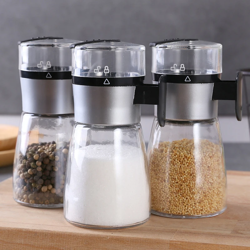 

Kitchen Push-type Salt Dispense Pepper Shaker Spice Salt Sugar Bottle Spice Jar Push Type Can Seasoning Bottle Kitchen Gadgets