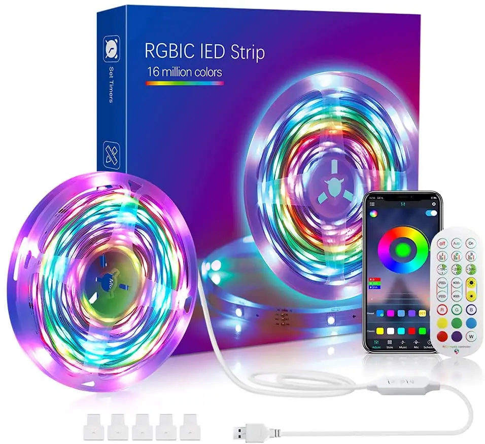 USB application control Alexa WiFi music smart LED light with RGBIC colorful color-changing SMD5050 non-waterproof LED light ba
USB application control Alexa WiFi music smart LED light with RGBIC colorful color-changing SMD5050 non-waterproof LED light ba