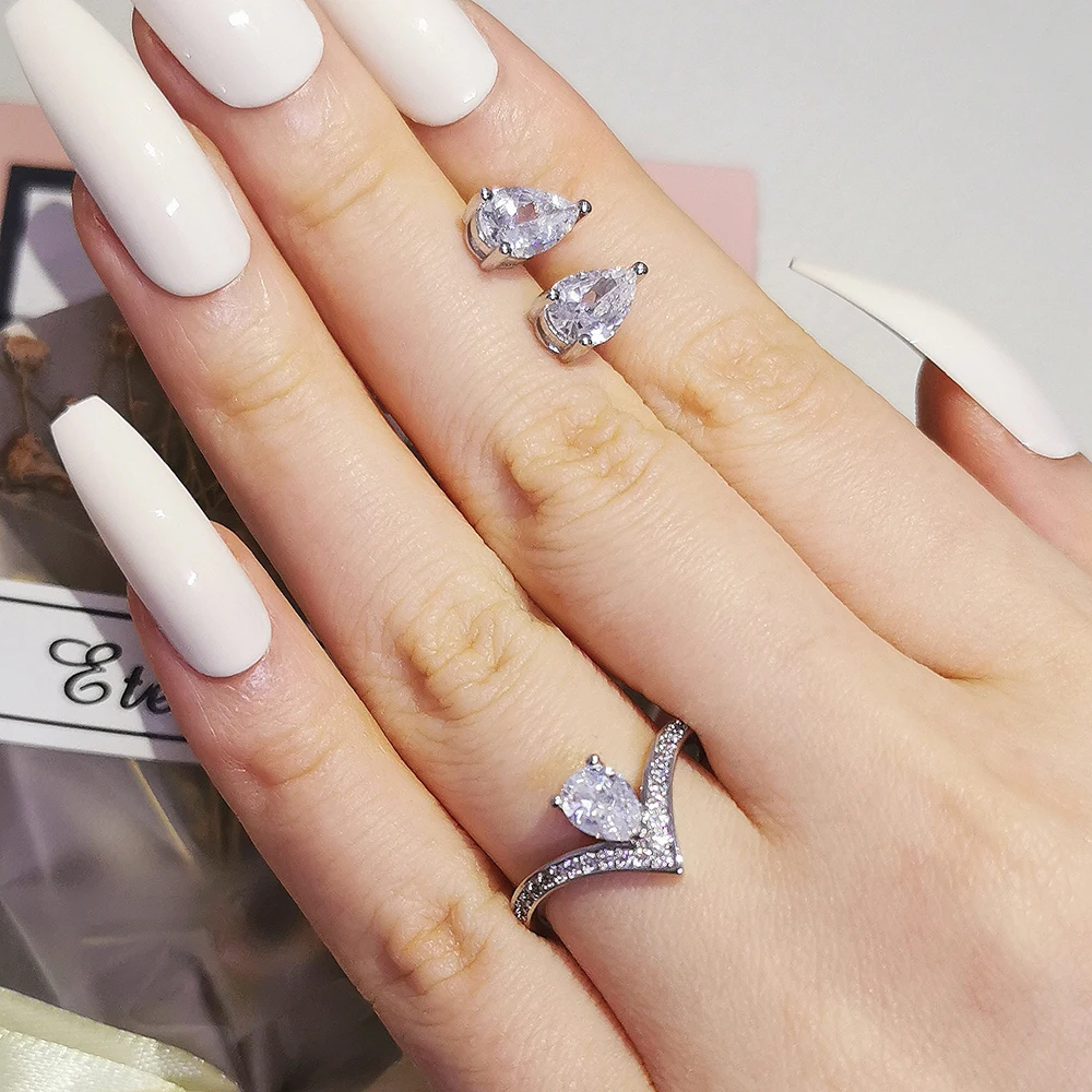 2pcs Pack Silver Color Cute Fashion Trendy Pear Cut Zircon Jewelry Set Engagement Ring Stud Earring for Women Dubai Gift J7226
2pcs Pack Silver Color Cute Fashion Trendy Pear Cut Zircon Jewelry Set Engagement Ring Stud Earring for Women Dubai Gift J7226