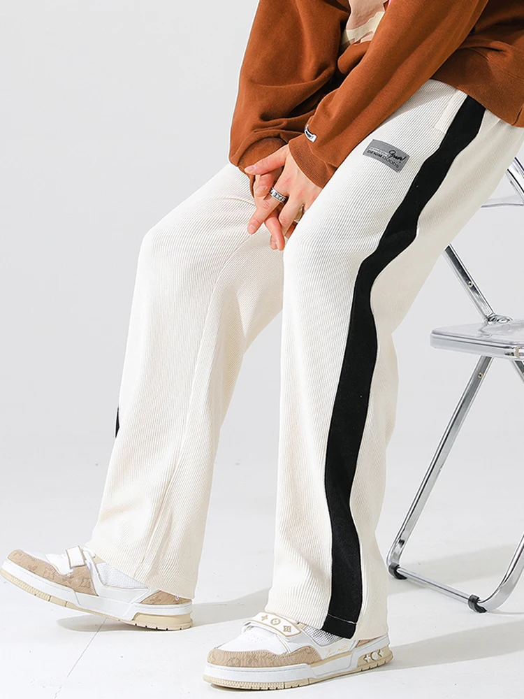 

Мужские вельветовые спортивные брюки размера плюс, мешковатые джоггеры с карманами на молнии, широкие Свободные повседневные брюки, мужские прямые длинные тренировочные брюки 8XL
