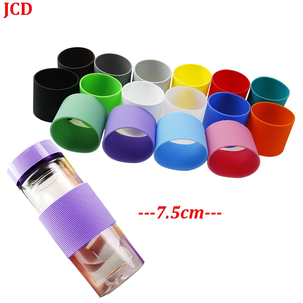 

1Pcs 7.5CM Straight Silica Gel Threaded Cup Middle Cover Glass Water Cup Antiskid Anti Scald Heat Insulation Protective Cover