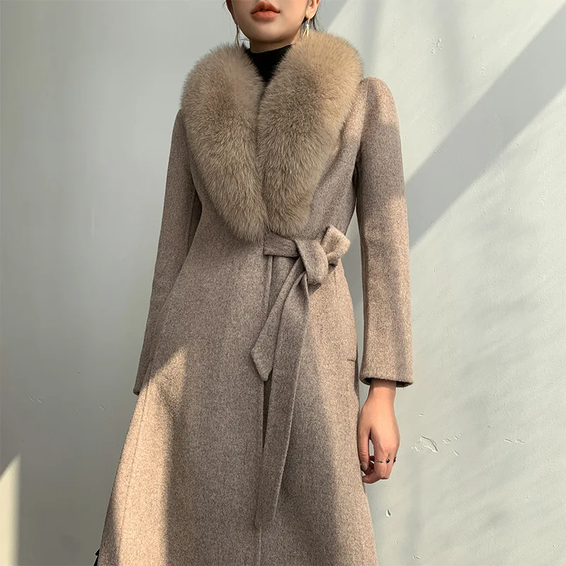 High Quality New 2023 vintage Handmade Double Side Woolen Real Fox Fur Coats outerwear With big natural fox fur collar
High Quality New 2023 vintage Handmade Double Side Woolen Real Fox Fur Coats outerwear With big natural fox fur collar