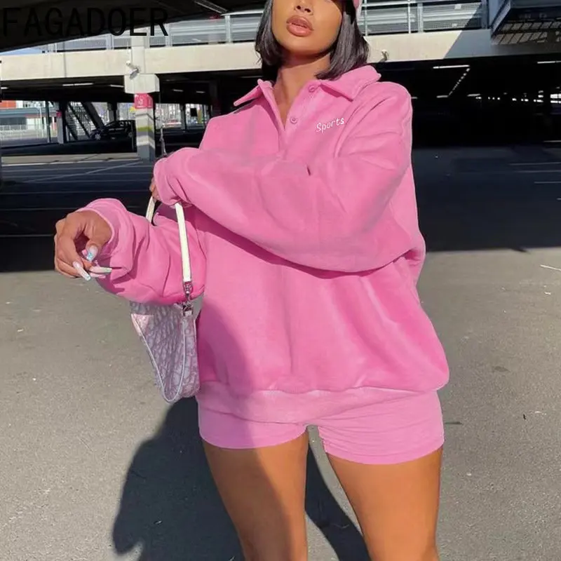 FAGADOER Fashion Letter Embroidery Two Piece Sets Fall Women Outfits Casual V Neck Long Sleeve Pullover + Shorts Tracksuits 2022
FAGADOER Fashion Letter Embroidery Two Piece Sets Fall Women Outfits Casual V Neck Long Sleeve Pullover + Shorts Tracksuits 2022