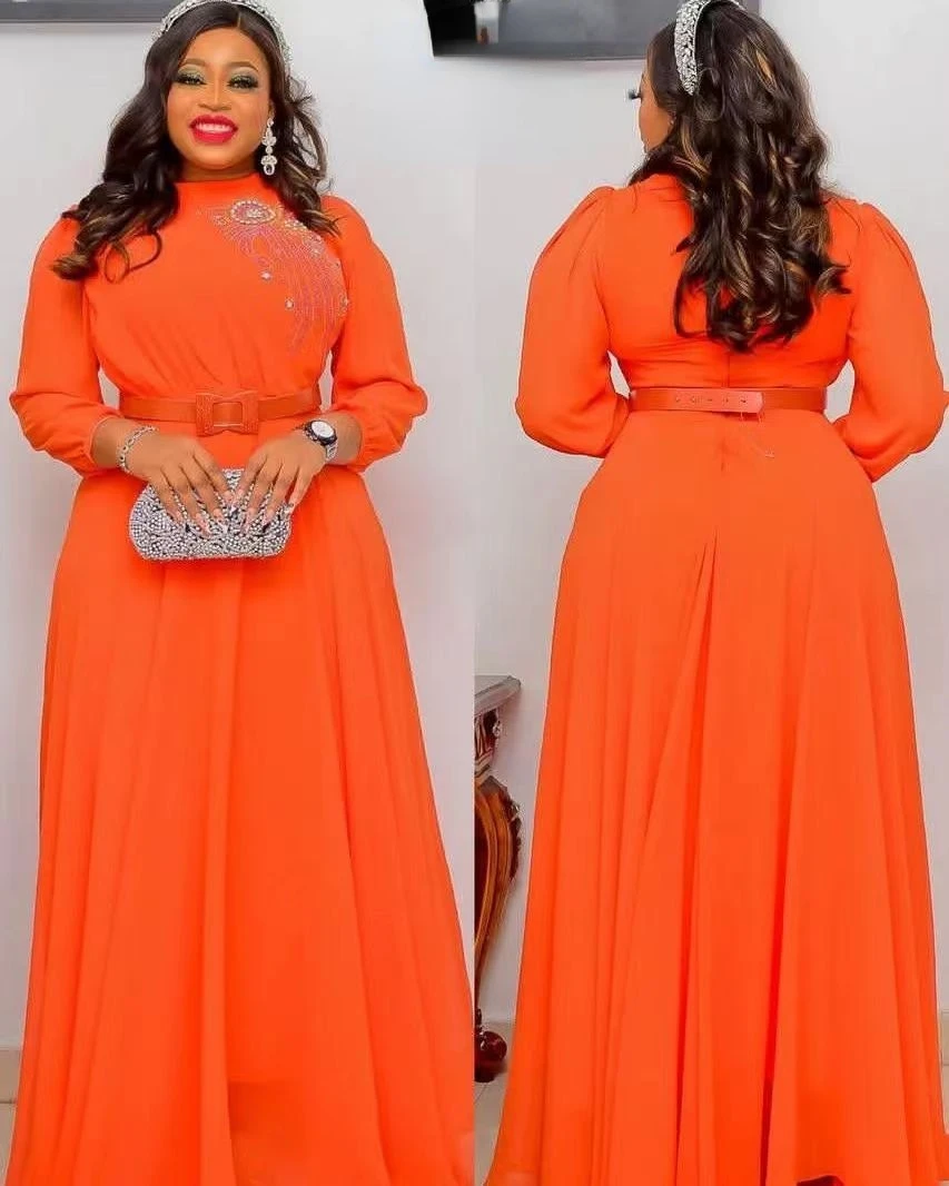 African Dresses for Women 2022 Fashion Elegant Chiffon Maxi Dress Long Sleeve Ladies Clothes with Belt African Clothes Women
African Dresses for Women 2022 Fashion Elegant Chiffon Maxi Dress Long Sleeve Ladies Clothes with Belt African Clothes Women