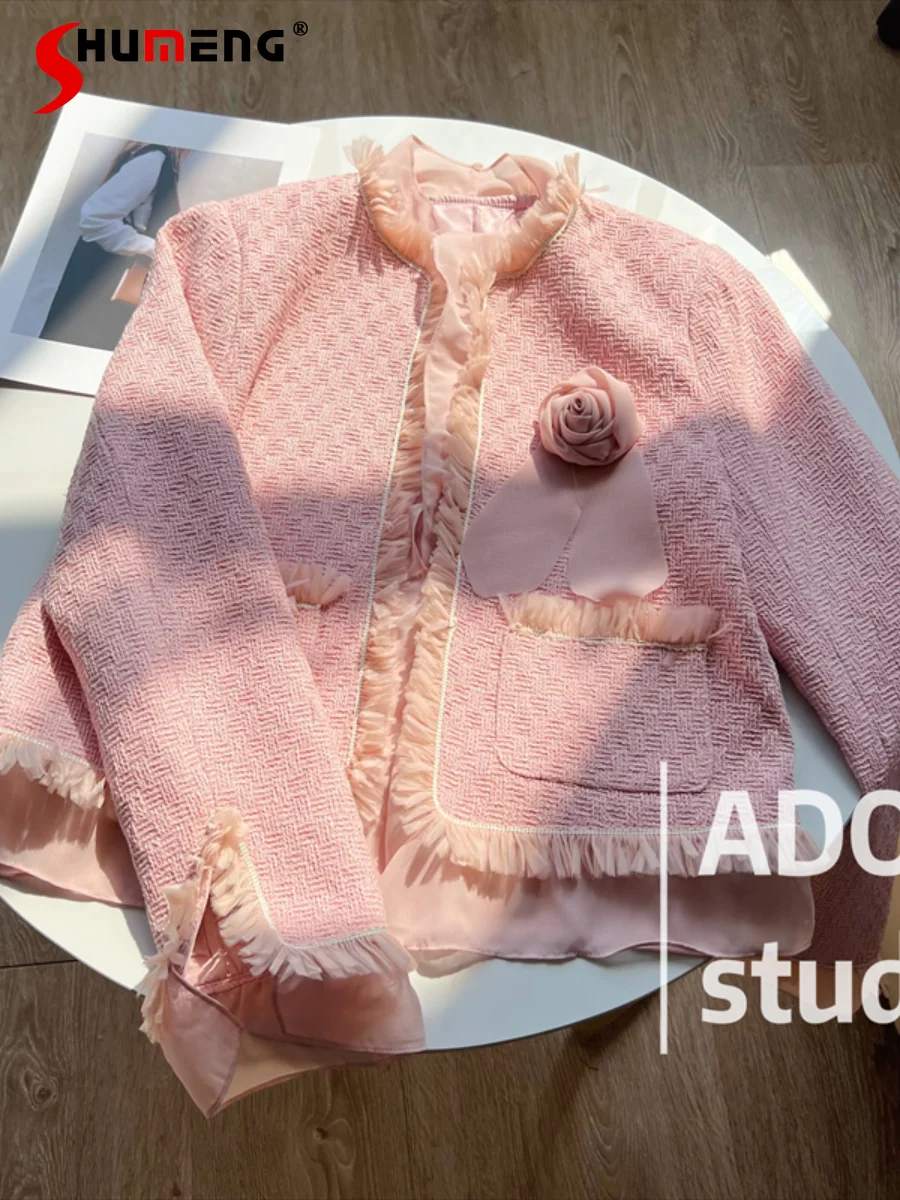 Pink Female 2022 Autumn New Fashion Elegant Flower Slimming Short Jacket Women's Simple Sweet Solid Appliques Outerwear&coats
Pink Female 2022 Autumn New Fashion Elegant Flower Slimming Short Jacket Women's Simple Sweet Solid Appliques Outerwear&coats
