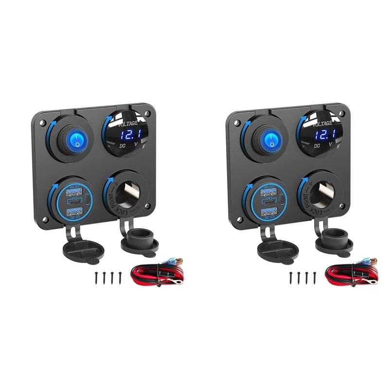 2X Marine Boat RV 12V Charger Socket Panel, 4 In 1 DC Power 12V Outlet Panel Multi USB Fast Charger With Toggle Switch
2X Marine Boat RV 12V Charger Socket Panel, 4 In 1 DC Power 12V Outlet Panel Multi USB Fast Charger With Toggle Switch