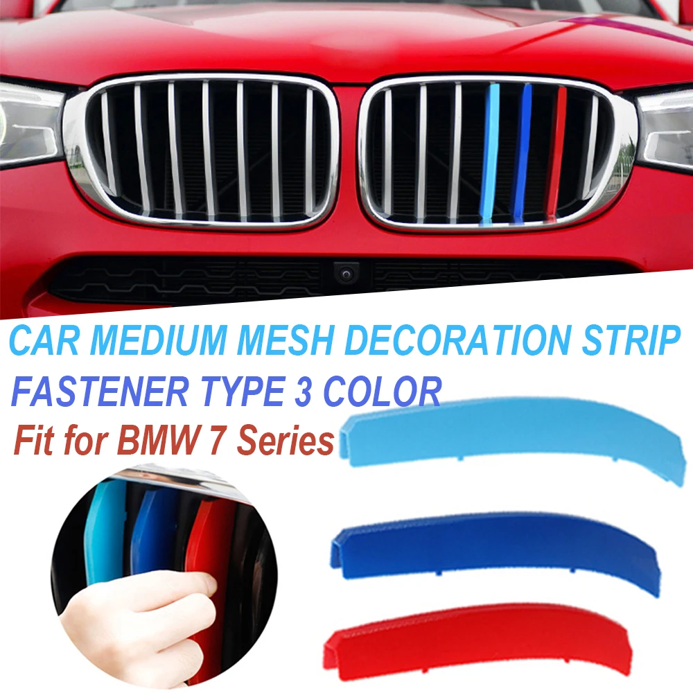 3Pcs ABS Car Front Grille Trim Strip Tricolor Decor Cover Clip 3D Stickers For BMW 7 Series F01 F02 G11 G12 M Power Performance
3Pcs ABS Car Front Grille Trim Strip Tricolor Decor Cover Clip 3D Stickers For BMW 7 Series F01 F02 G11 G12 M Power Performance
