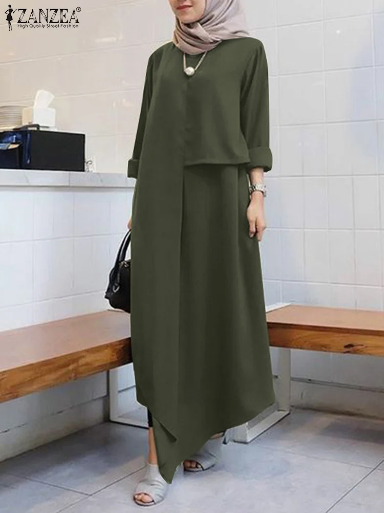 2PCS Spring Long Sleeve Asymmetrical Blouse Suits ZANZEA Fashion Muslim Sets Women Solid Wide Leg Pants Sets Abaya Tracksuits
2PCS Spring Long Sleeve Asymmetrical Blouse Suits ZANZEA Fashion Muslim Sets Women Solid Wide Leg Pants Sets Abaya Tracksuits